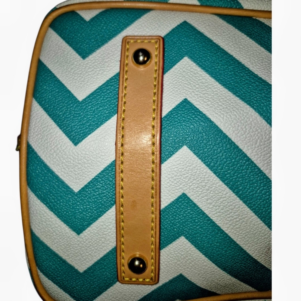 Dooney & Bourke Chevron Tote - Teal and Tan - Picture 8 of 16